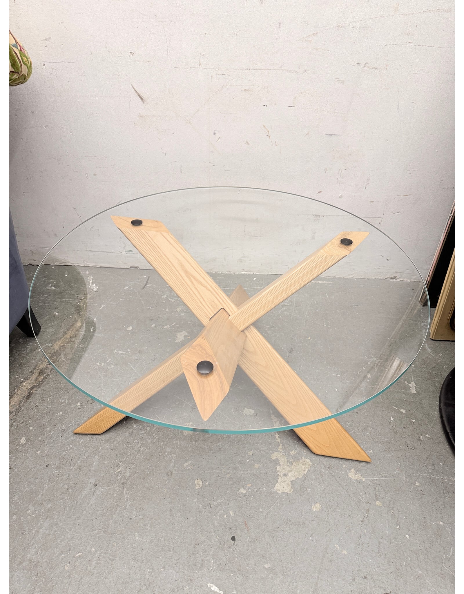 Modern Interlocking Wood & Glass Coffee Table