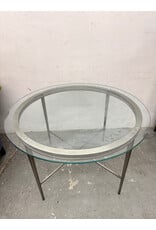 Modern Round Chrome & Glass Dining Table