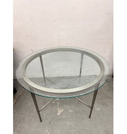 Modern Round Chrome & Glass Dining Table