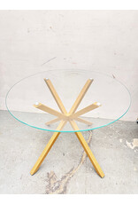 Modern Round Chrome & Glass Dining Table
