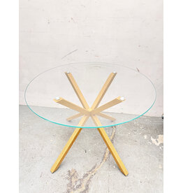 Modern Round Chrome & Glass Dining Table