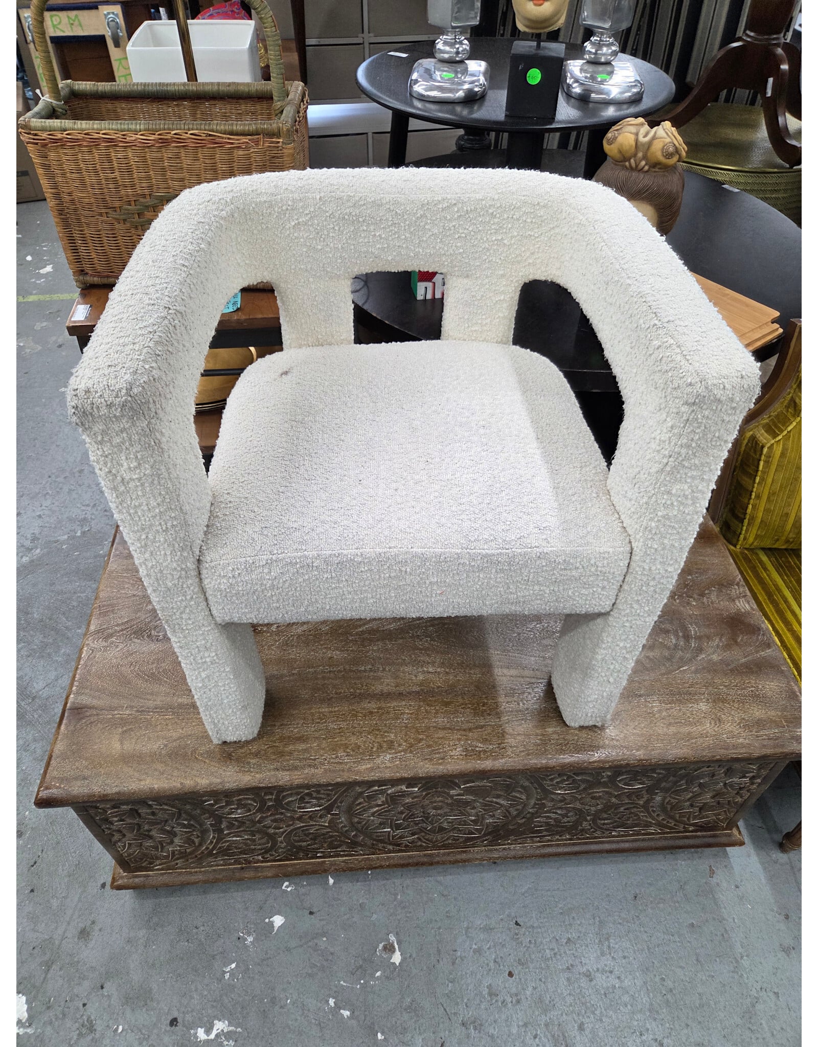 CB2 Stature Ivory Boucle Dining Chair