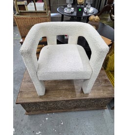 CB2 Stature Ivory Boucle Dining Chair