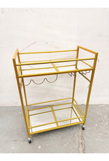 2-Tier Bar Cart Featuring Gold-Finished Metal Frame