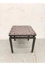 Modern Woven Brown Leather Stool