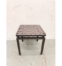 Modern Woven Brown Leather Stool
