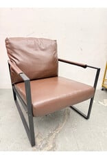 Modern Brown Faux Leather Accent Lounge Chair