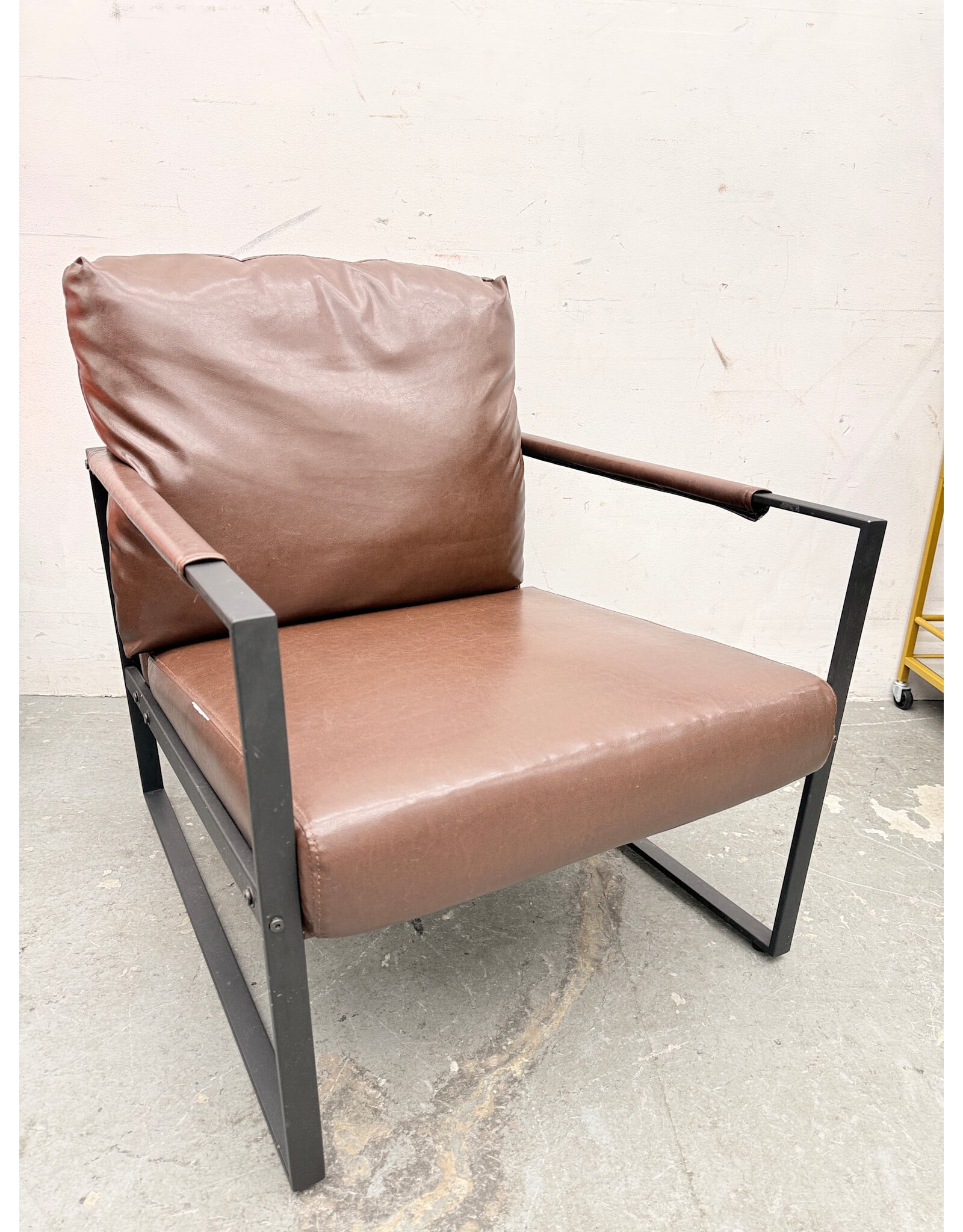 Modern Brown Faux Leather Accent Lounge Chair