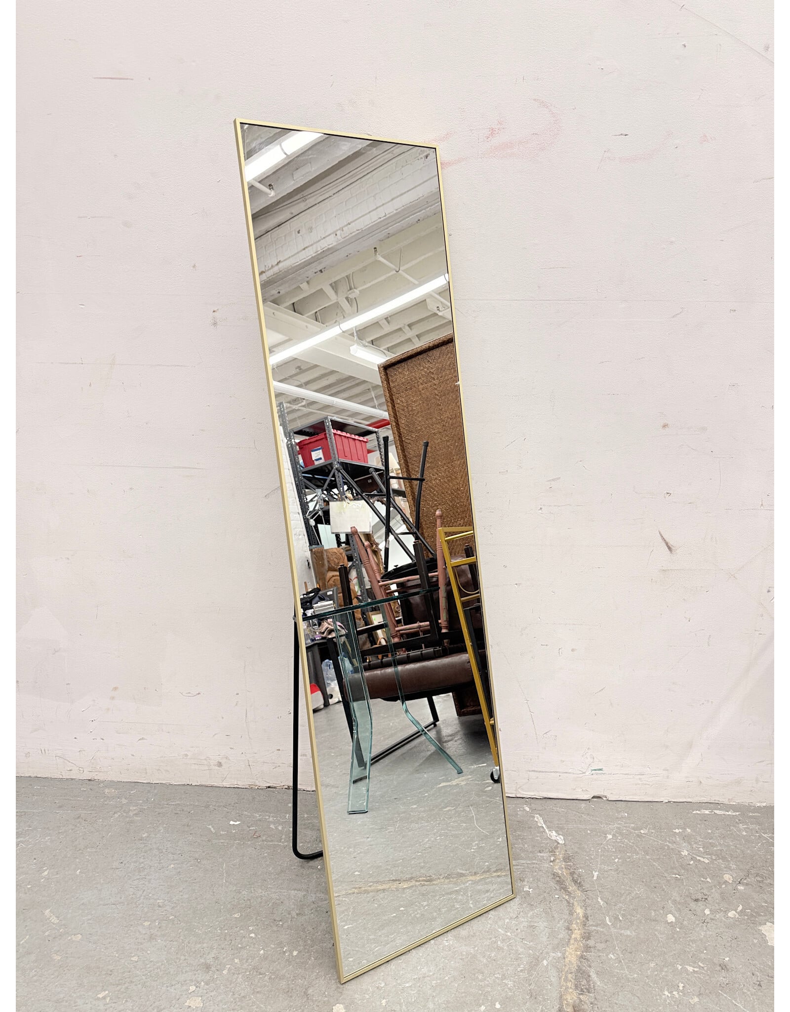 Full Length Floor Mirror with Gold-Tone Frame