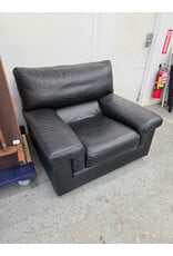 Black Leather Wide Armchair