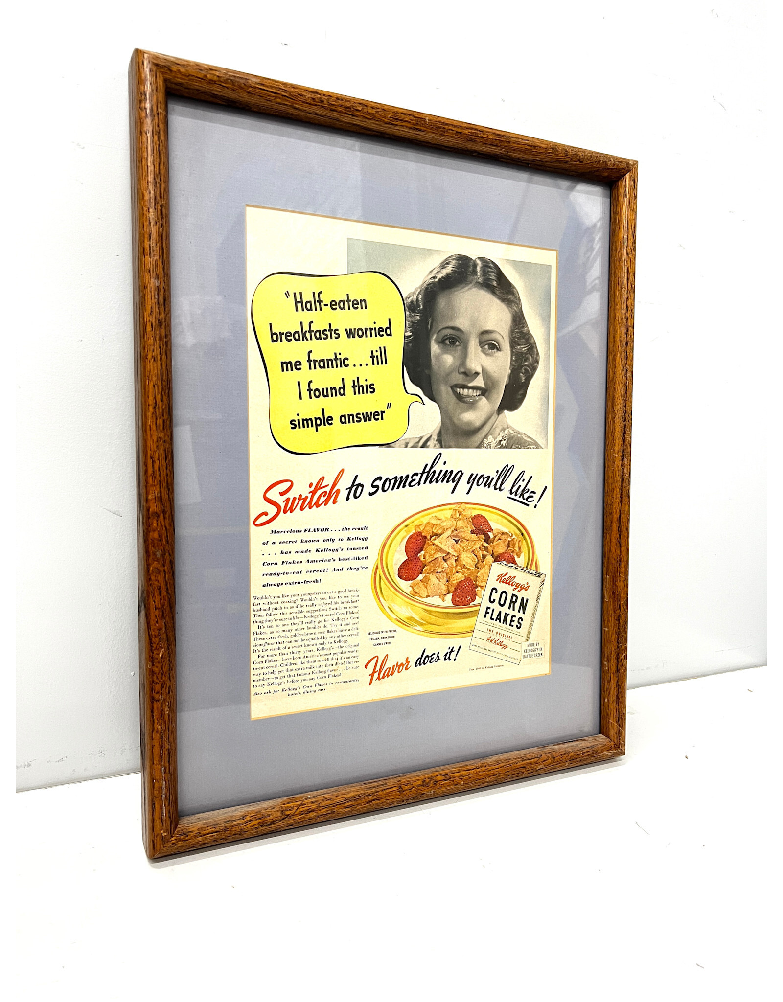 Framed Kelloggs Corn Flakes Ad