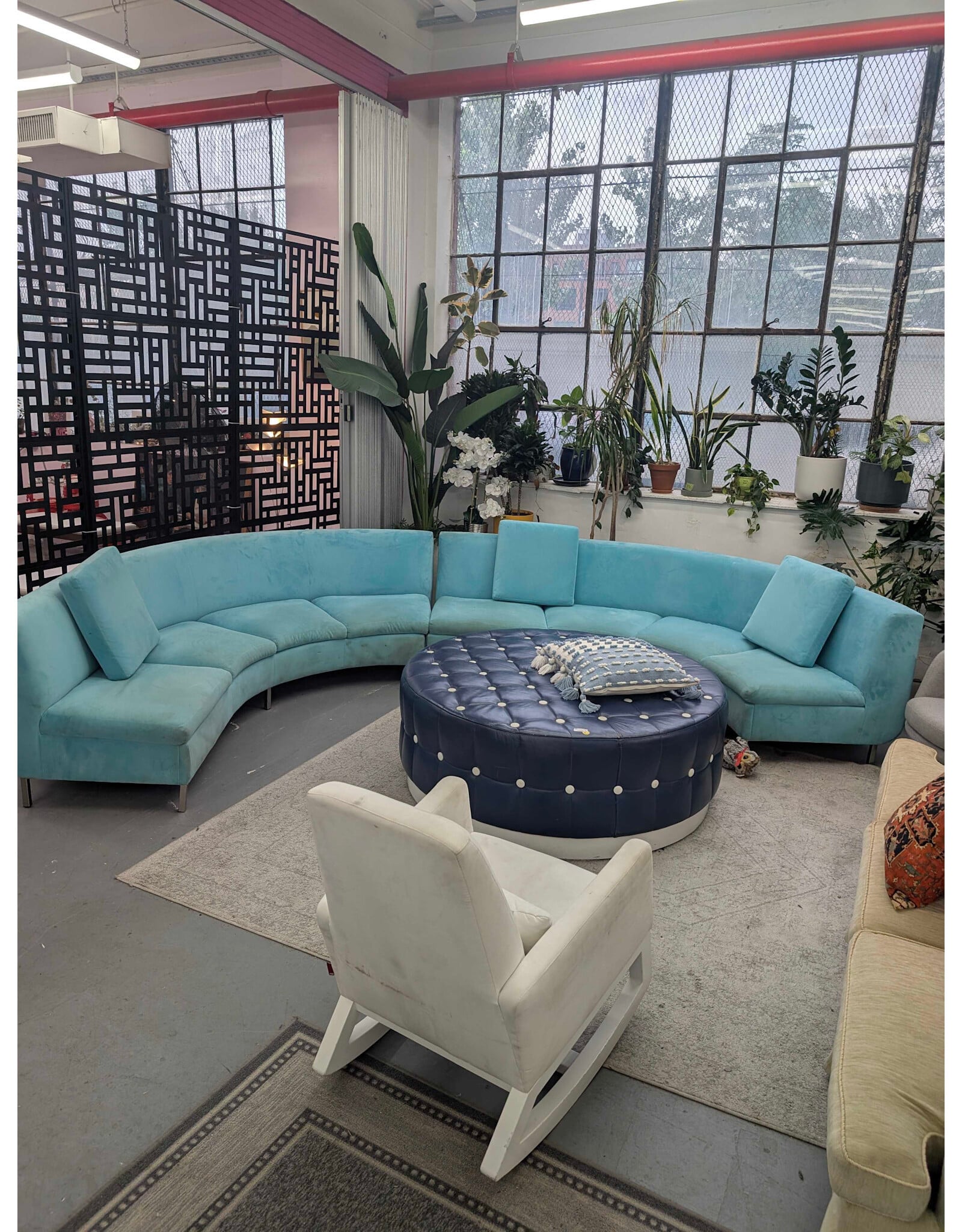 Teal Curved Sofa Section (AS IS)