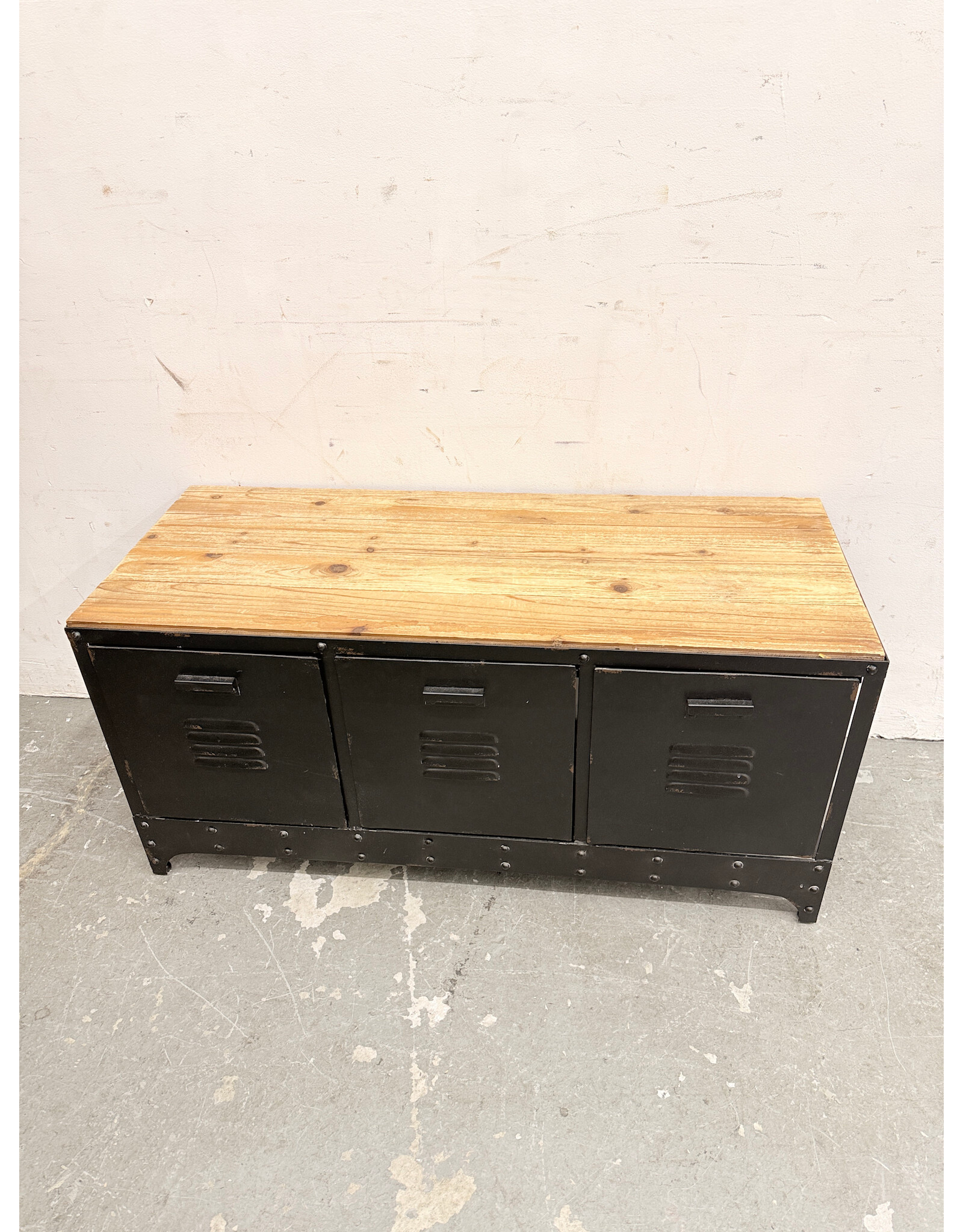 Industrial-Style Wood & Metal Storage Bench