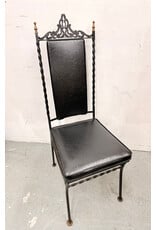 Vintage Style High-Back Wrought Iron Frame Side Dining Chair
