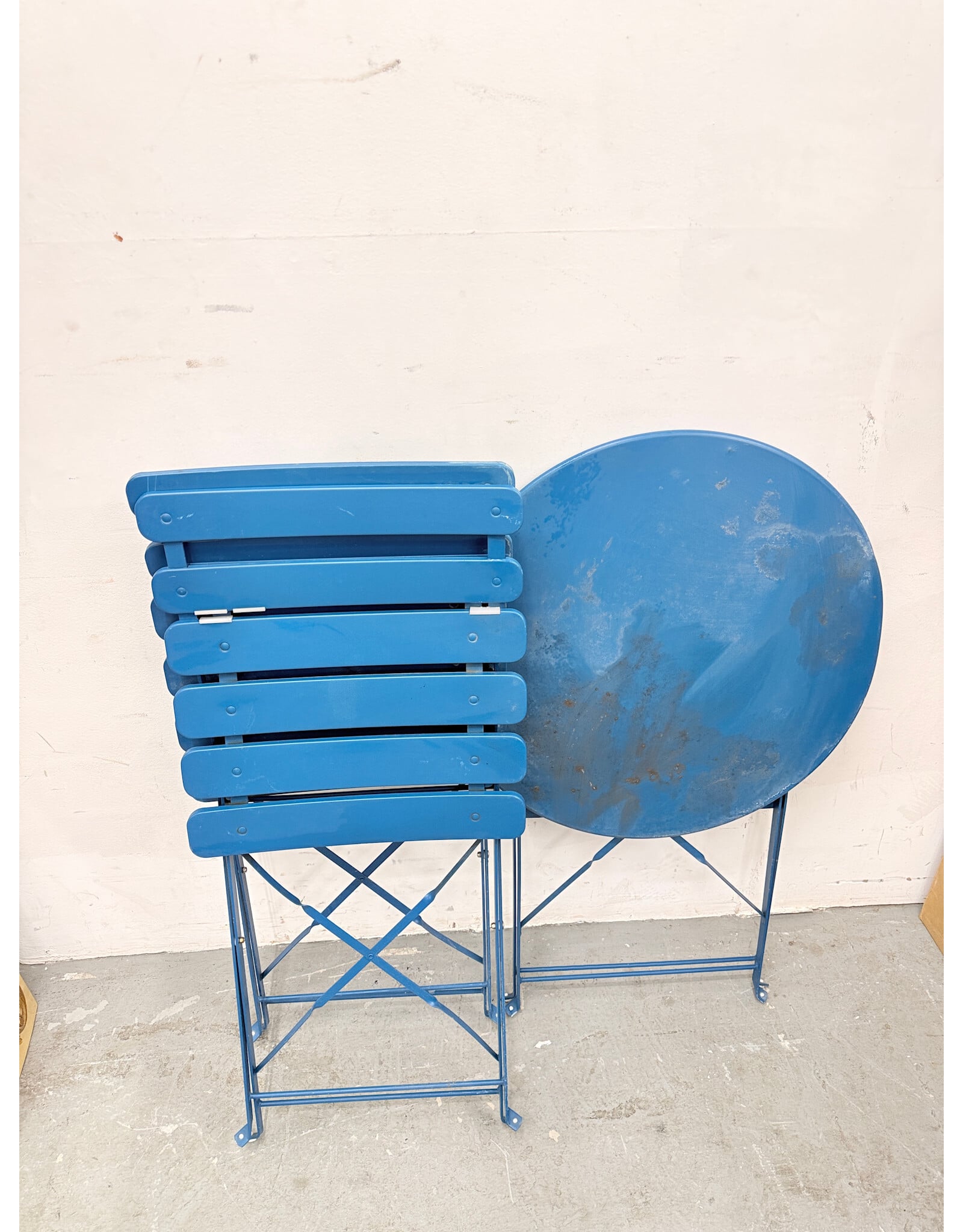 Blue Folding Patio Bistro Set