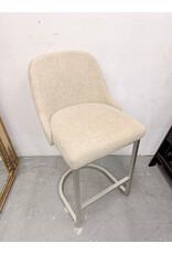 Barrelback Modern Counter Stool in Oatmeal Linen