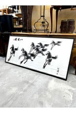 Eight Galloping Horses, framed Xu Beihong Style textile art
