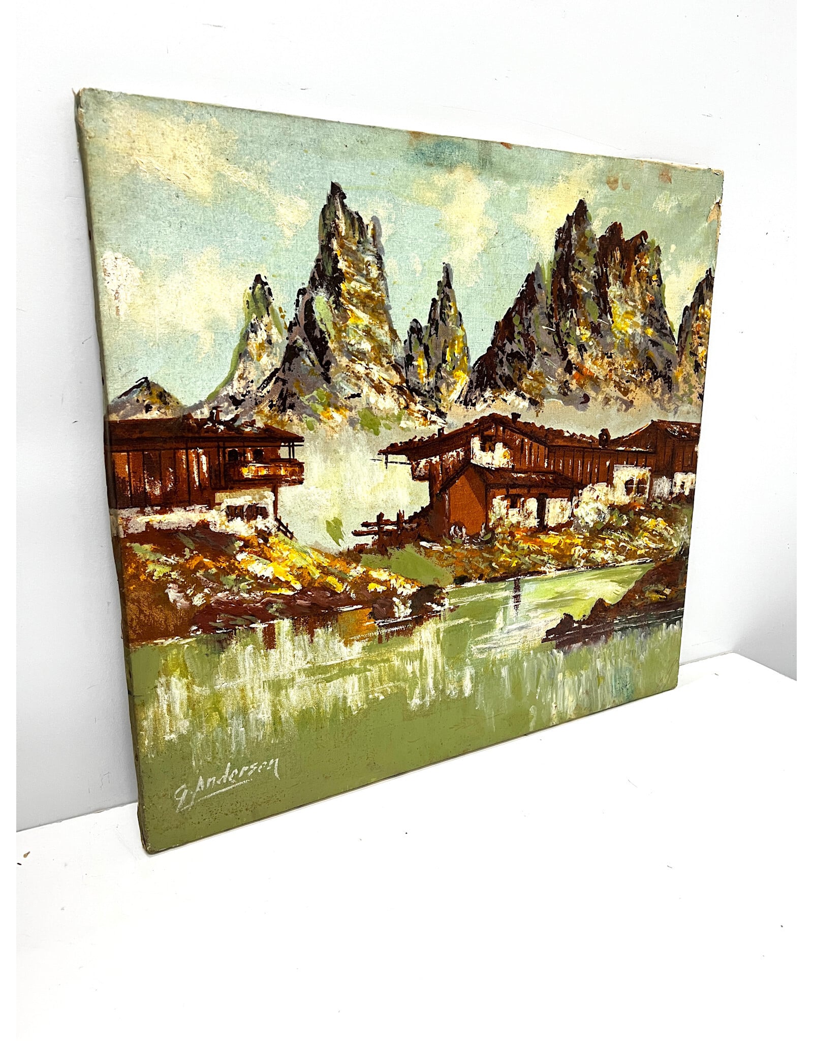Mountain Homes, painting on canvas, sgnd G. Andersen