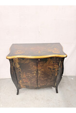 Vintage Style Black Lacquer Chinoiserie Commode