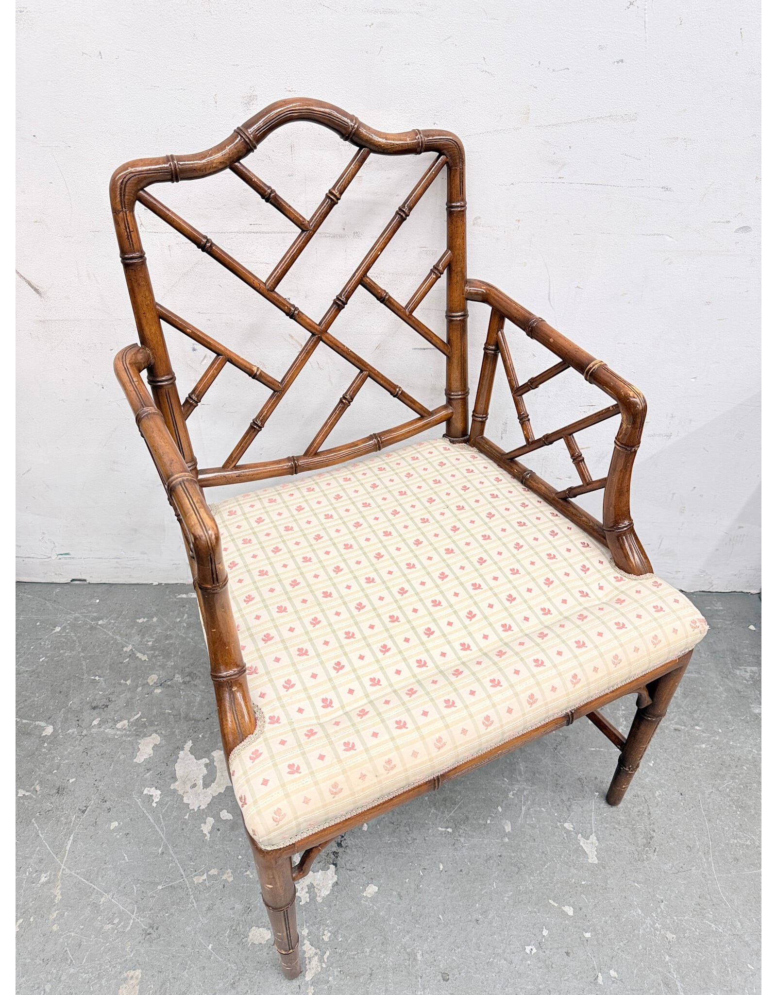 Chinese Chippendale-Style Faux Bamboo Armchair