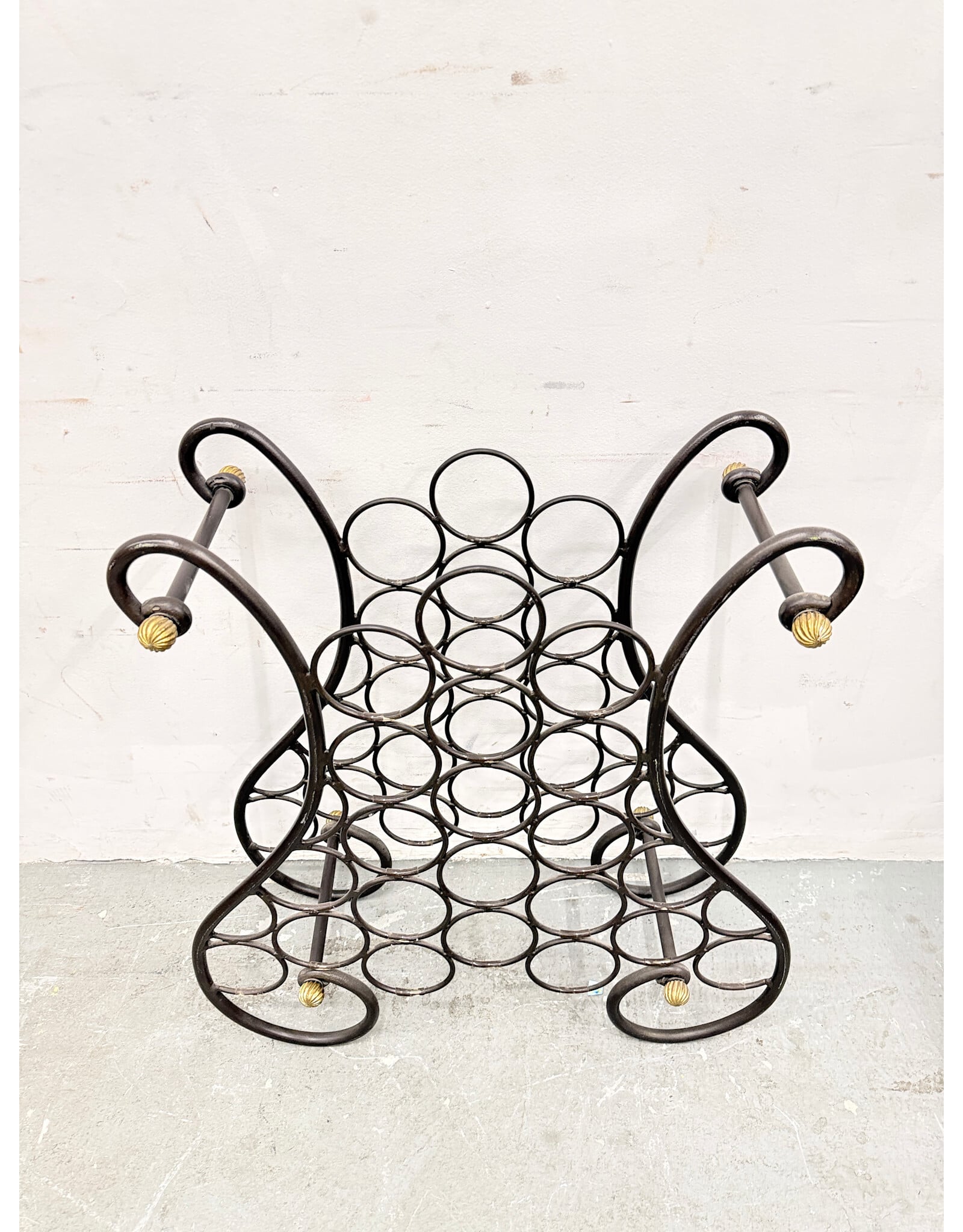 French Wrought Iron & Brass Wine Rack