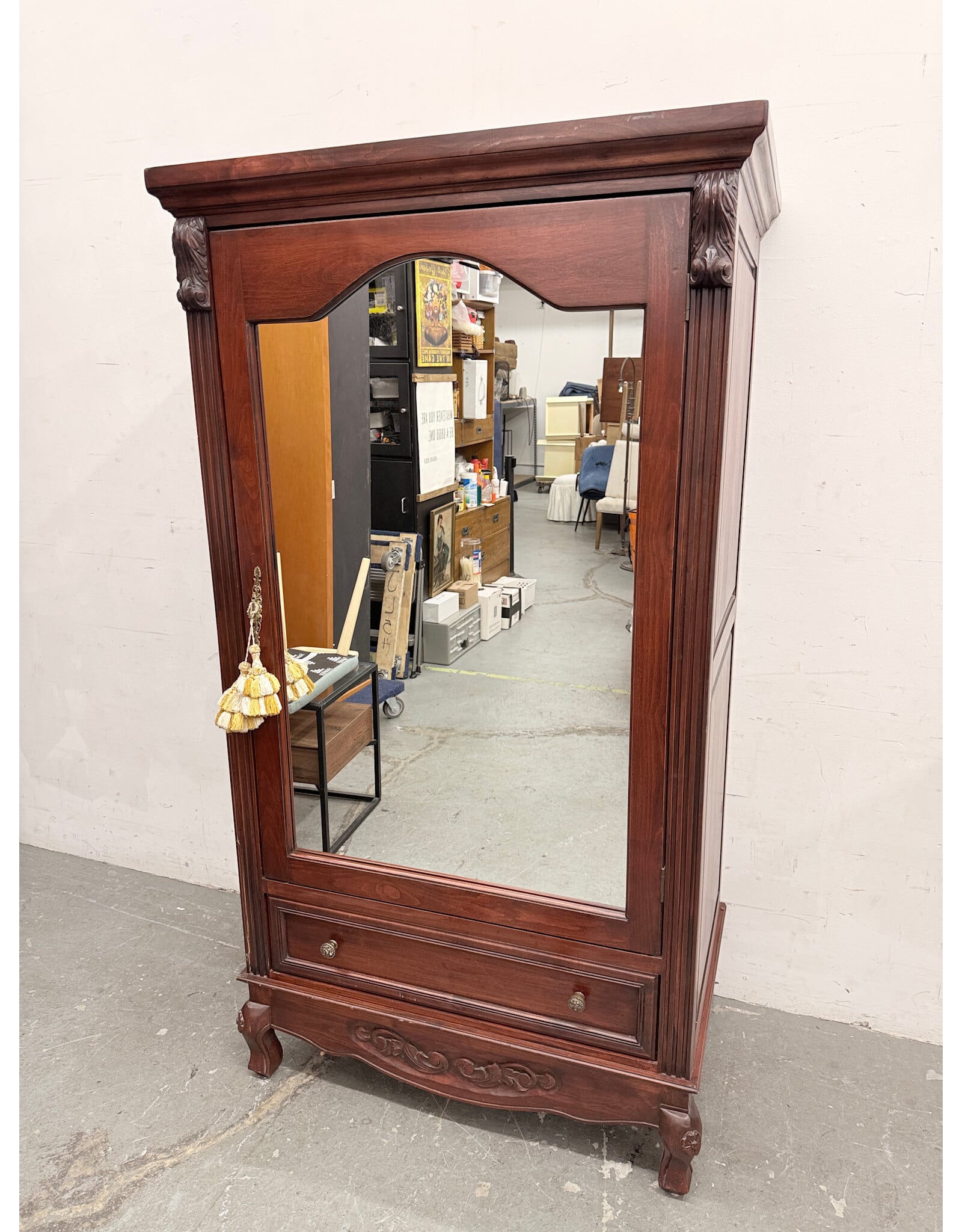 Traditional Single-Door Mahogany Armoire