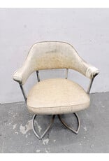 Mid-Century Atomic White Chrome Swivel Club Chair