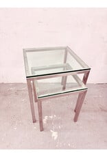 Mid-Century Modern Style Chrome & Glass Nesting Table