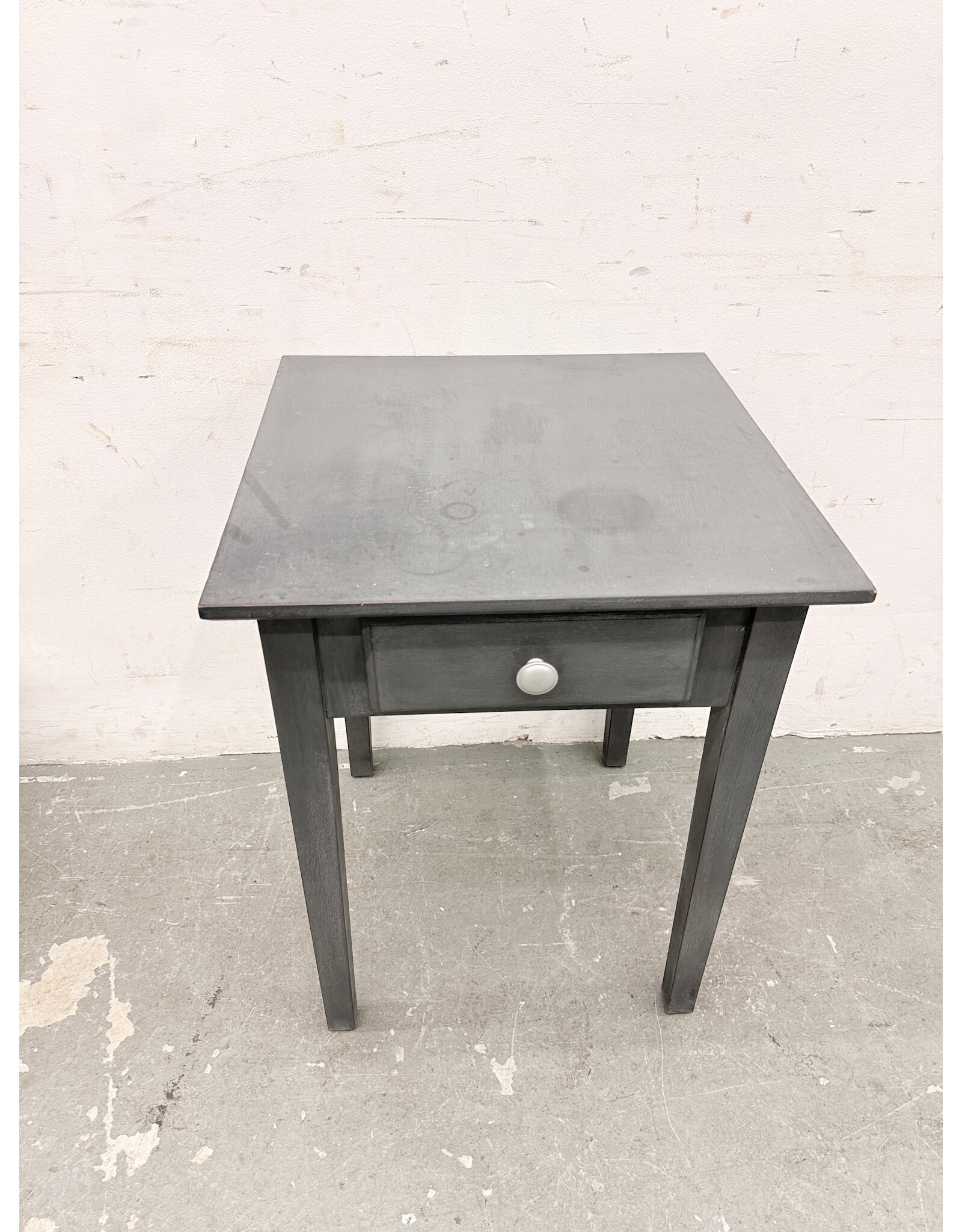 Gray Wood 1-Drawer Side Table
