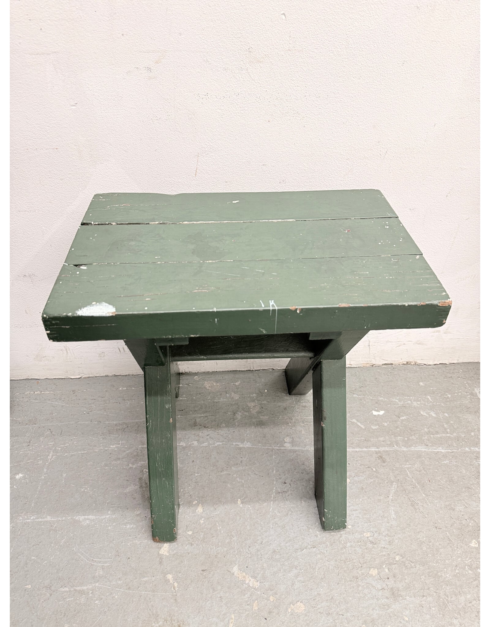 Green Painted Wooden Side Table