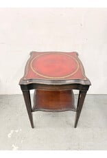 Leather Top, Mahogany Wood Side Table