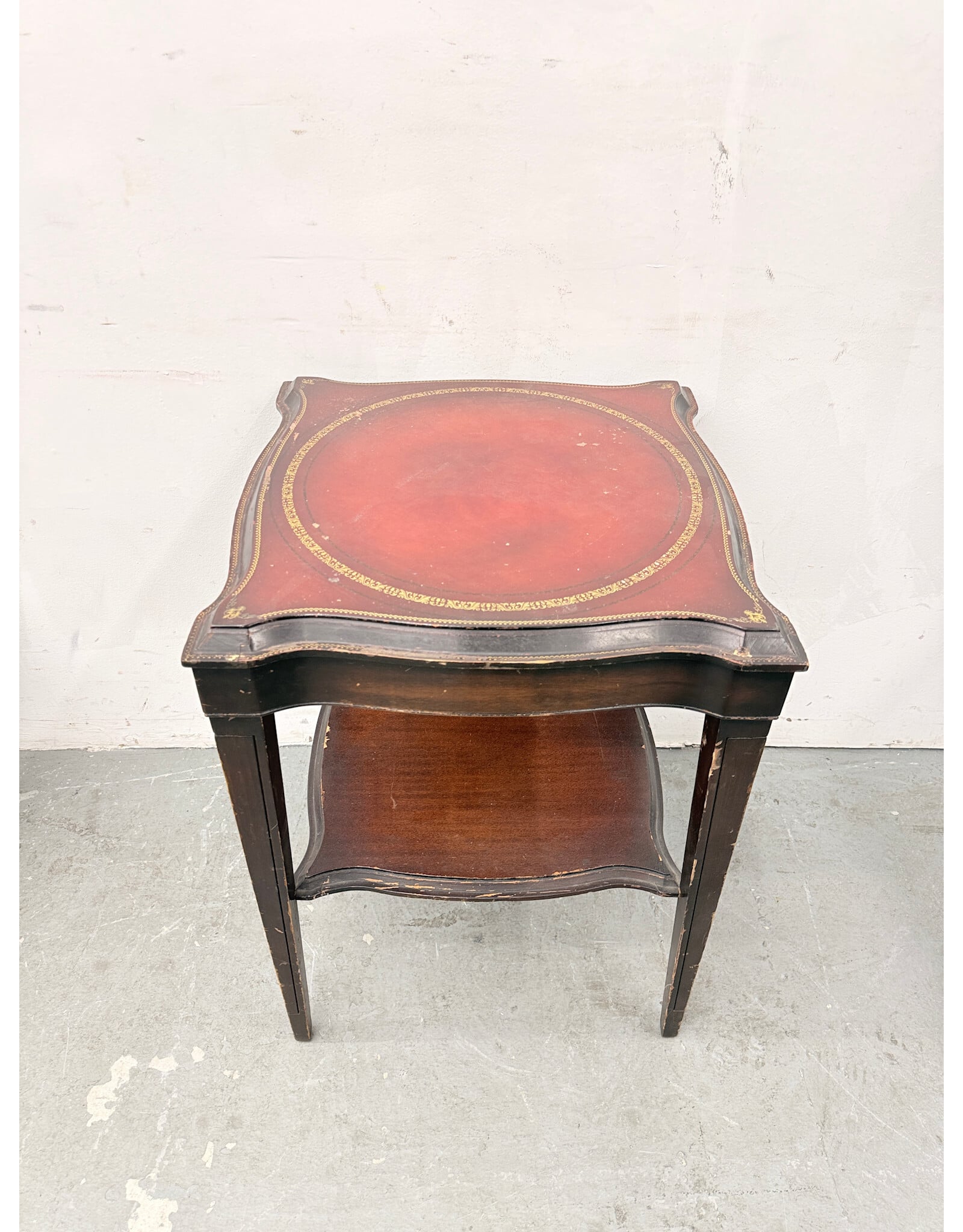 Leather Top, Mahogany Wood Side Table
