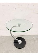 Modern Glass and Chrome C Shape Table