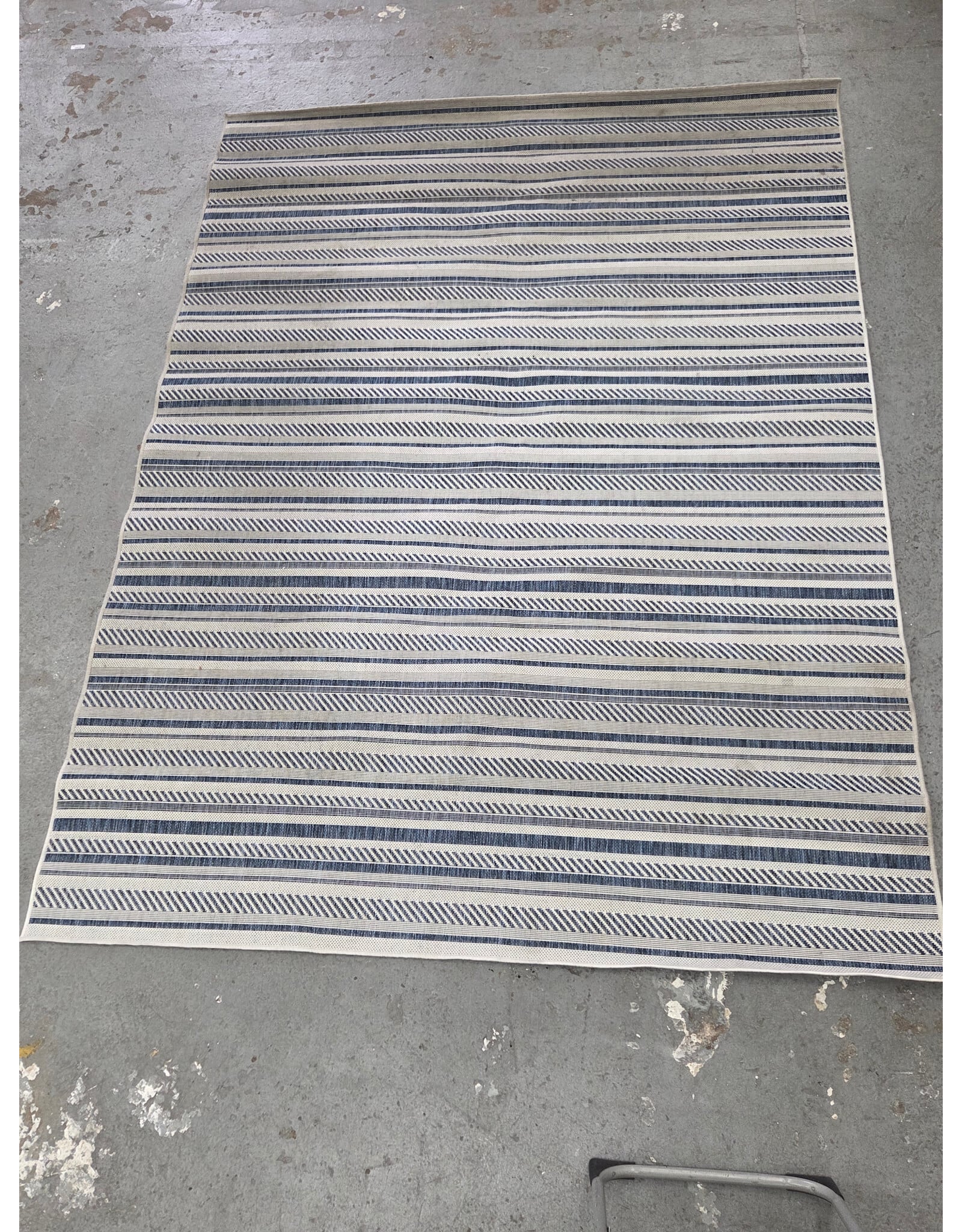 Modern Flatweave Blue Stripe Indoor/Outdoor Area Rug
