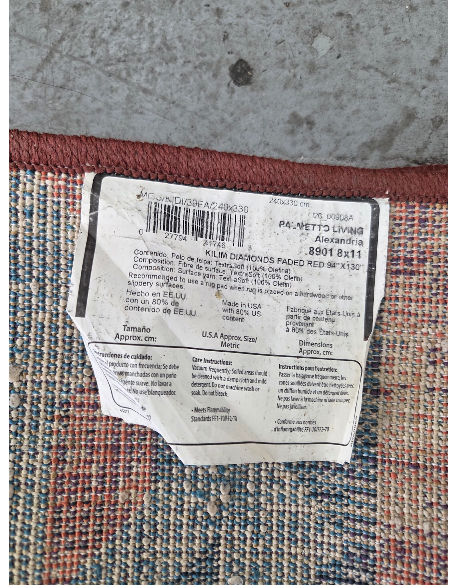 Palmetto Living Alexandria Kilim Diamonds Faded Red Area Rug
