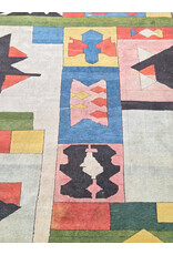 Handwoven Abstract Color Block Wool Area Rug