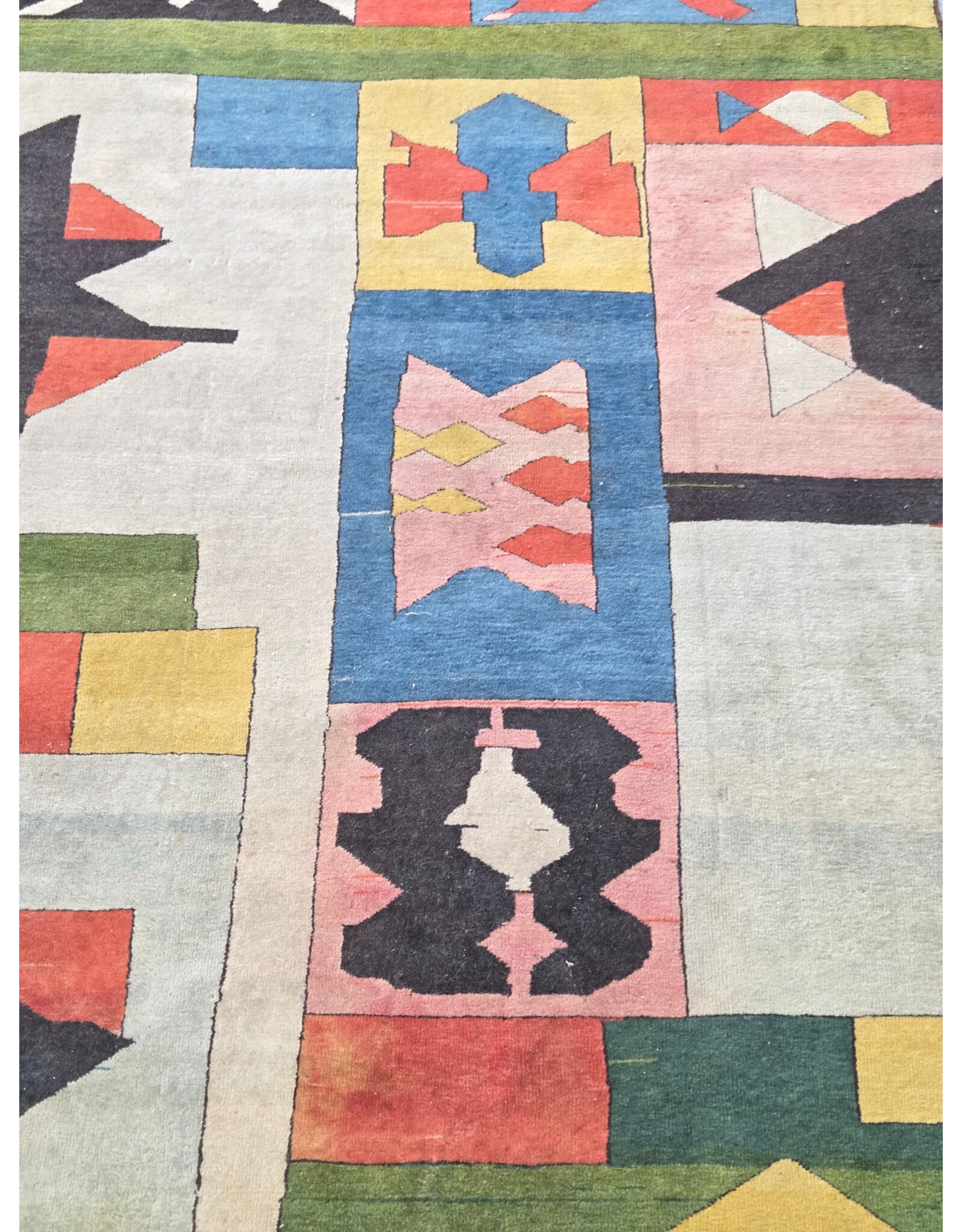 Handwoven Abstract Color Block Wool Area Rug