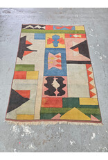 Handwoven Abstract Color Block Wool Area Rug