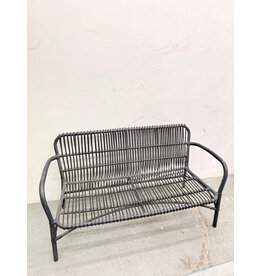 Black Rattan Loveseat Bench