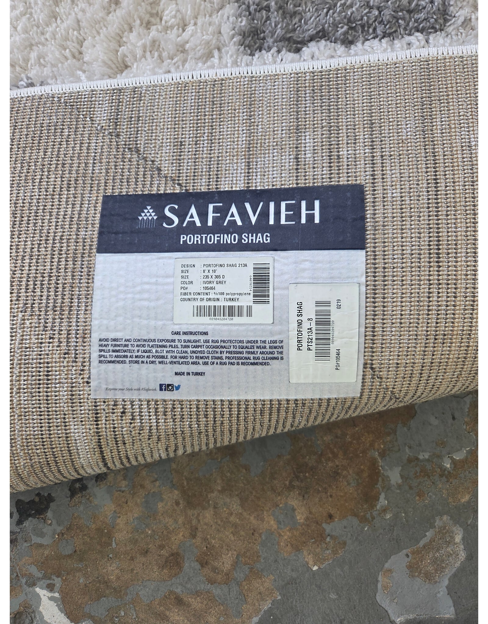Safavieh Ivory/Gray Portofino Shag Area Rug
