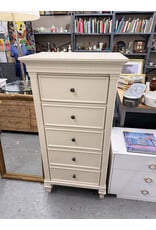 Traditional 5-Drawer Tall Wood Chest in Cream