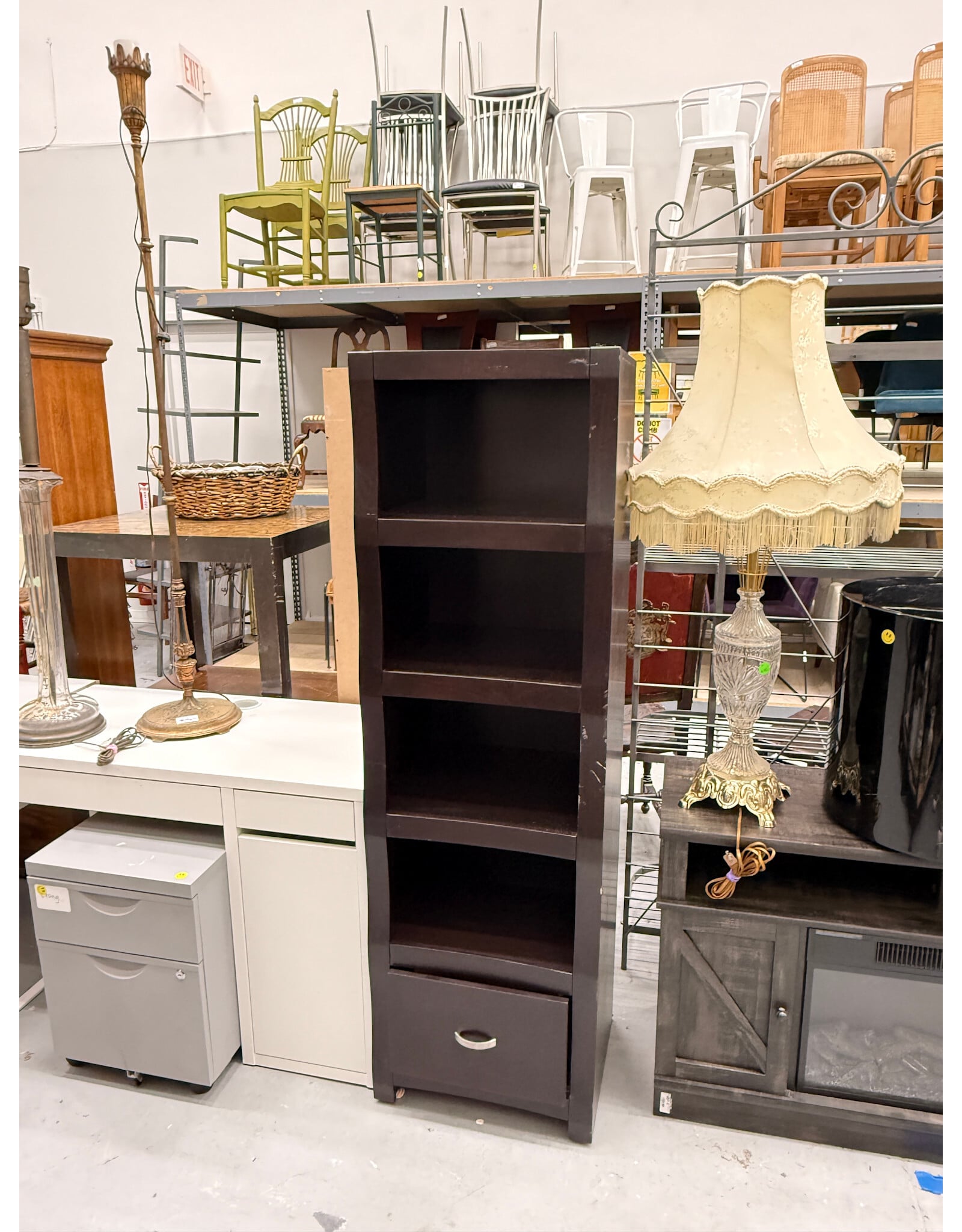 Modern 4-Shelf/1-Drawer Display Cabinet