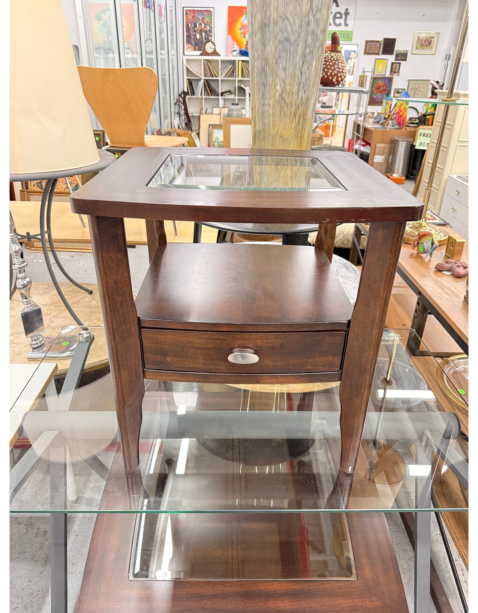 Modern Dark Wooden End Table