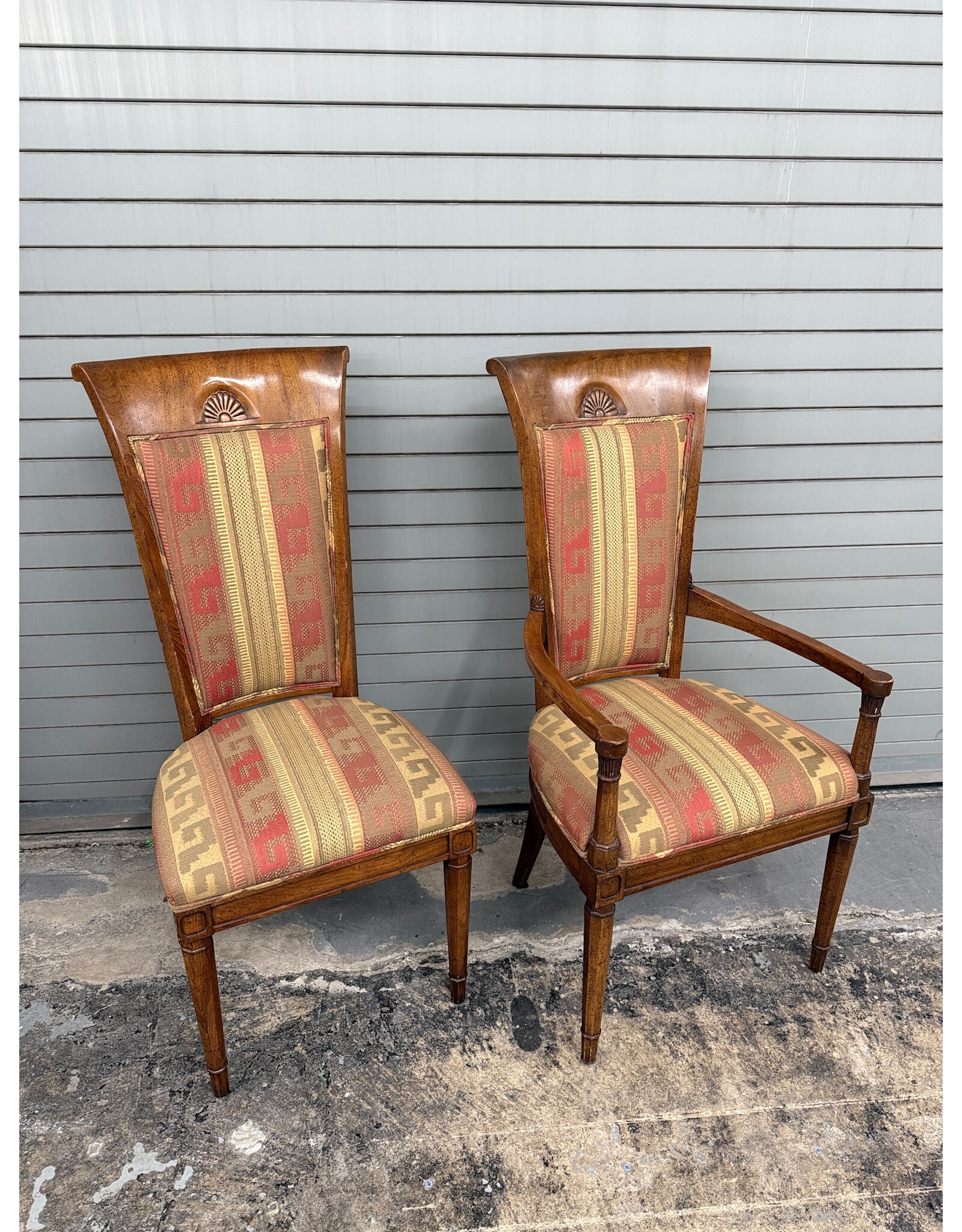Vintage Neoclassical Style High Back Red&Gold Upholstery Dining Chair