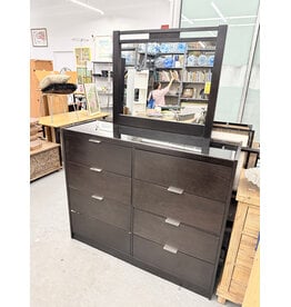 Modern 8-Drawer Wood Dresser with Mirror