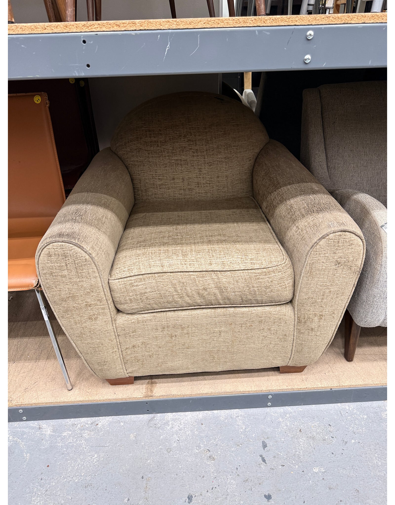 MCM Style Beige Overstuffed Armchair