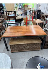 Modern Parsons Style Dining Table With Metal Legs