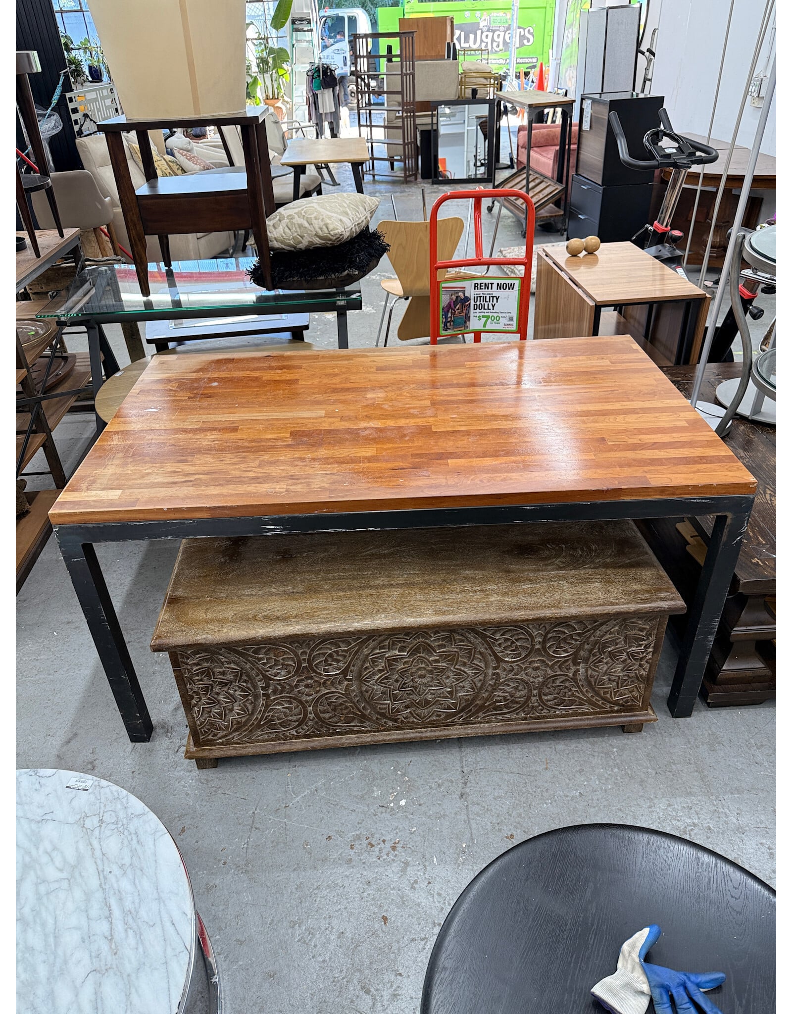 Modern Parsons Style Dining Table With Metal Legs