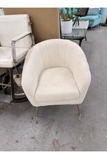 White Velvet Barrel Armchair