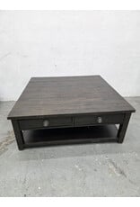 Square Wooden Rolling 2-tier with 4-drawers Coffee Table